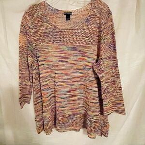 New Directions Open Weave Rainbow Sweater, XL